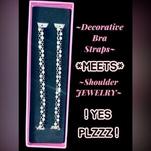 Womens NEW YEARS EVE BRA JEWELRY Black & Clear Crystal Detachable Adjustable NIB